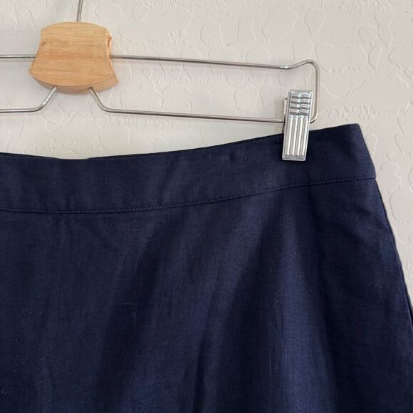 BODEN Brooke Embroidered Midi Skirt Navy Floral Linen Blend Lined Size 10P - Picture 7 of 9